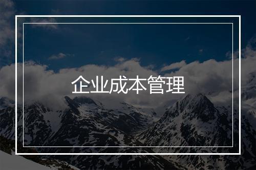 企业成本管理