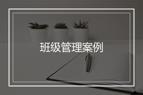 班级管理案例